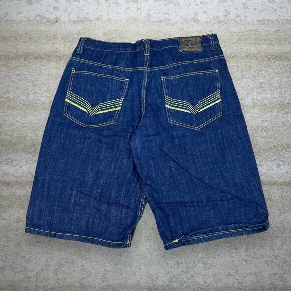 Corked Other - Vintage Y2K Skater Jean Shorts 38x14 Baggy Wide Leg Dark Wash 14" Inseam Jorts